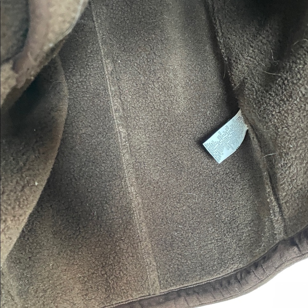 VTG XL Talbots faux suede/sherpa coat Toggle Button down Chocolate brown winter - Picture 11 of 14